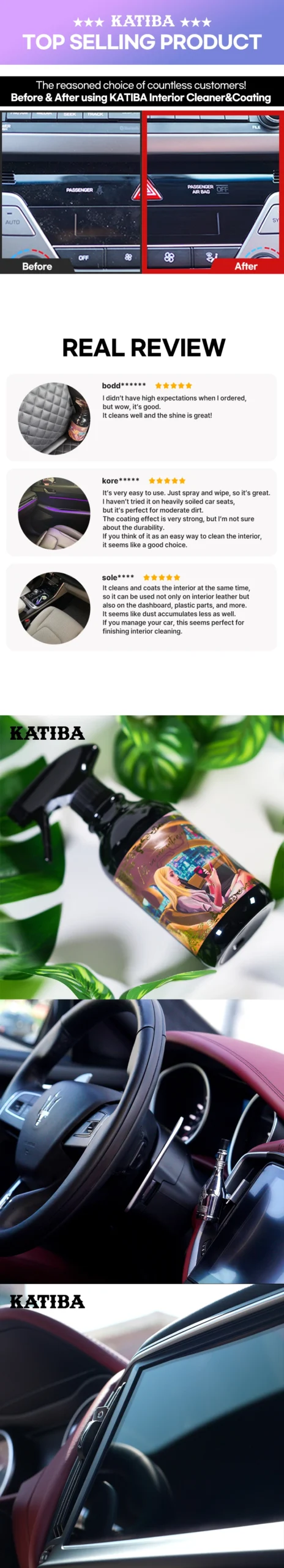 Katiba All In One Interior Cleaner 500ml Express Interior Cleaner and Dressing - Image 2